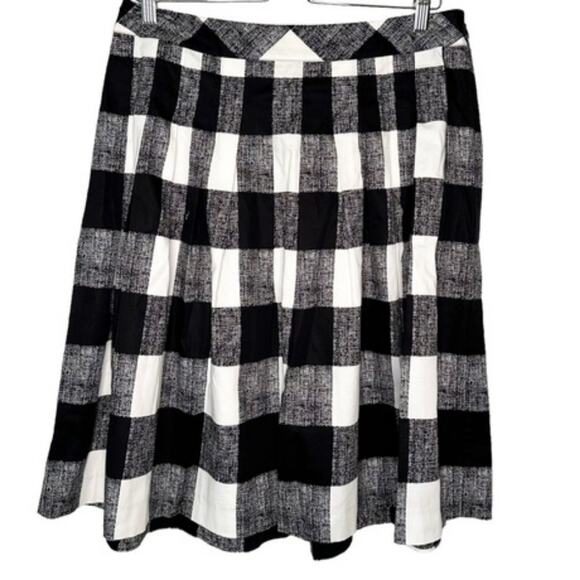 Talbots Black and White Buffalo Check Plaid Pleated Cotton Skirt Size 2 Petite - Picture 4 of 8